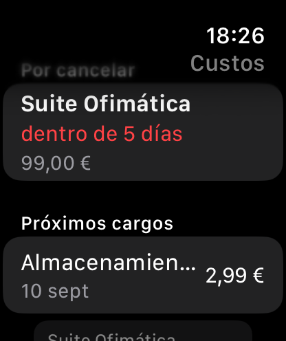 Los próximos cargos, sin sacar el iPhone. — Custos, Apple Watch