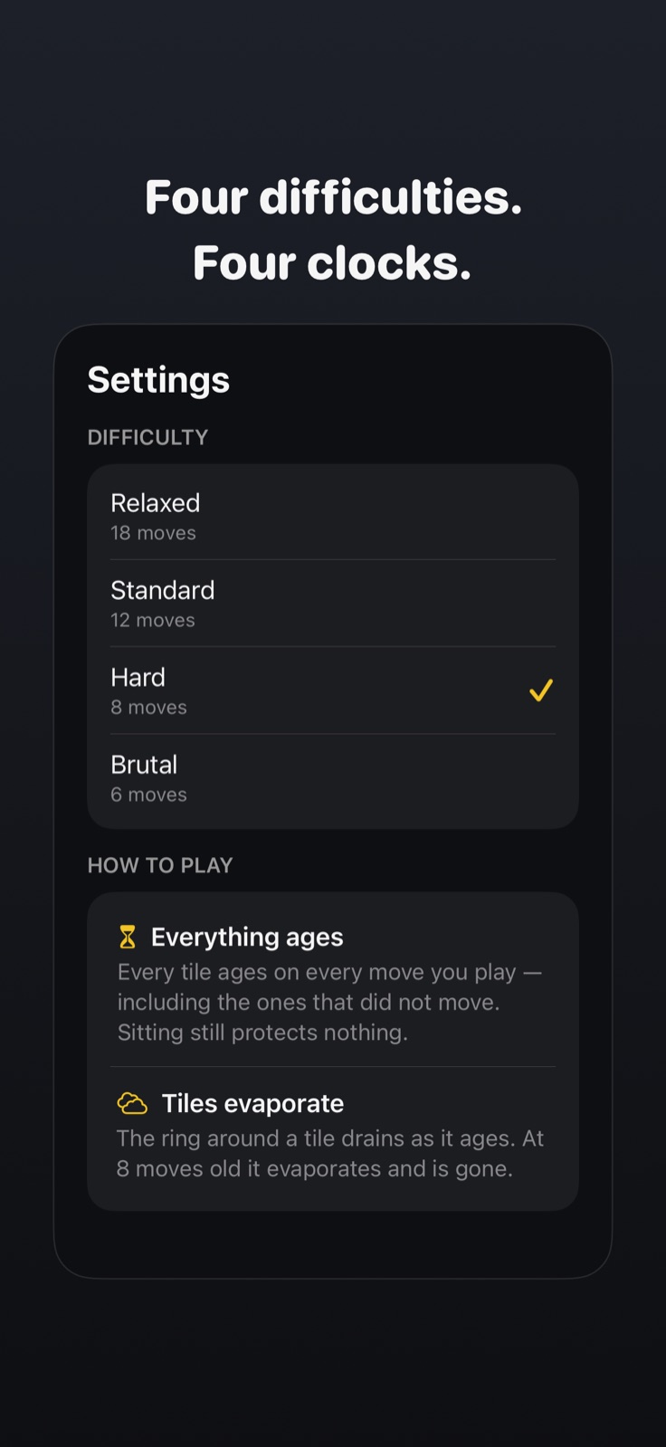 Difficulty selection and game rules