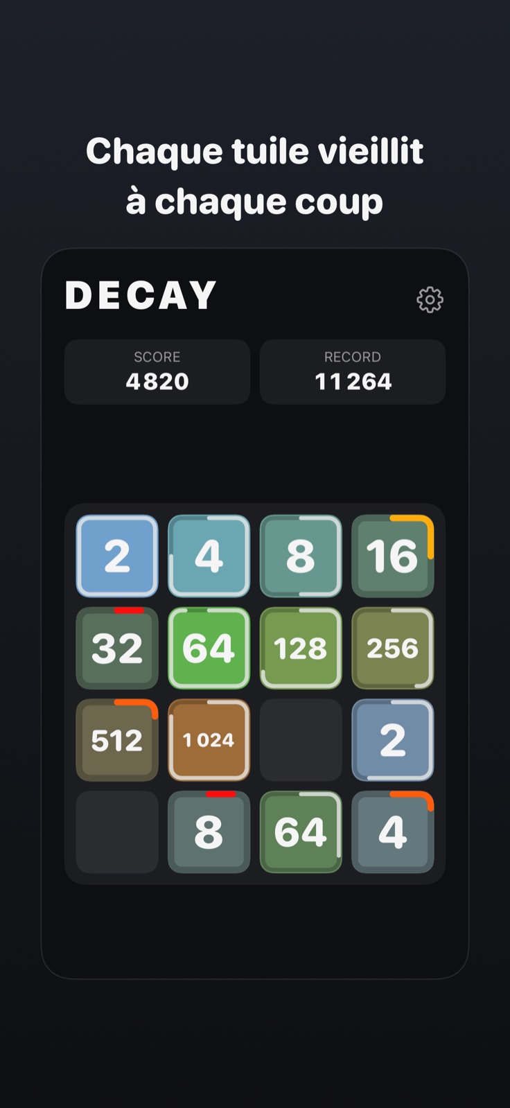 Plateau de jeu avec les anneaux de vieillissement des tuiles