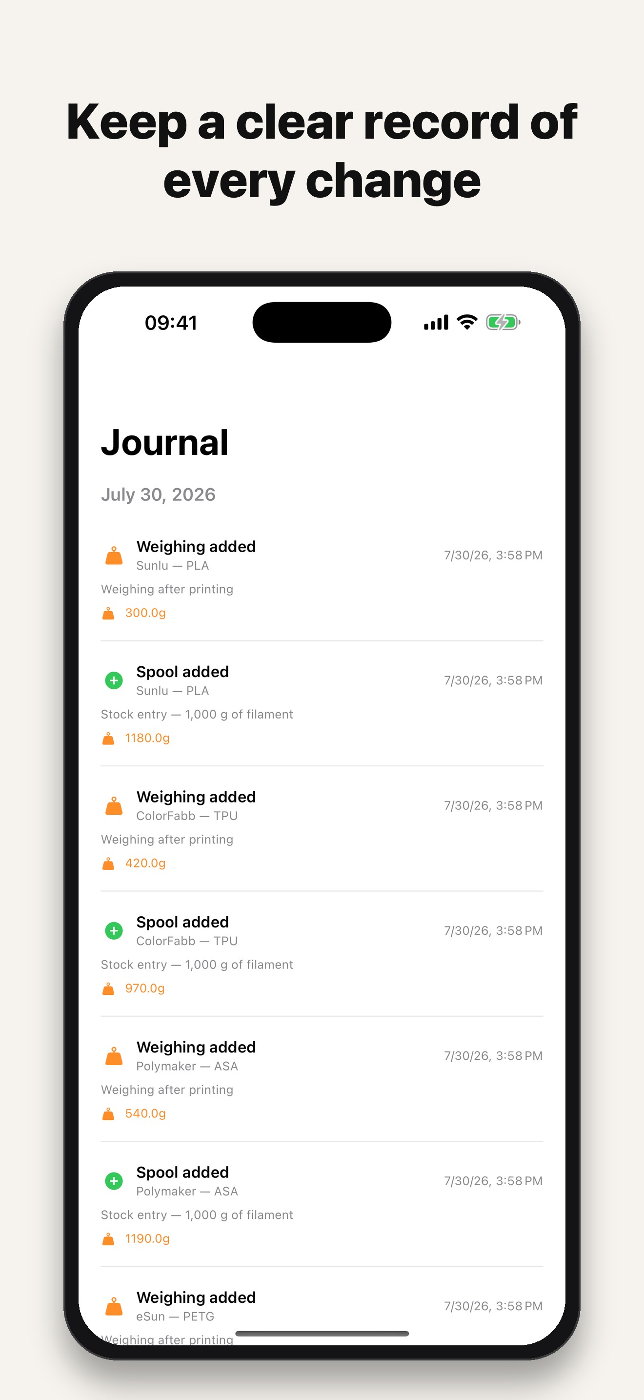Chronological movement journal