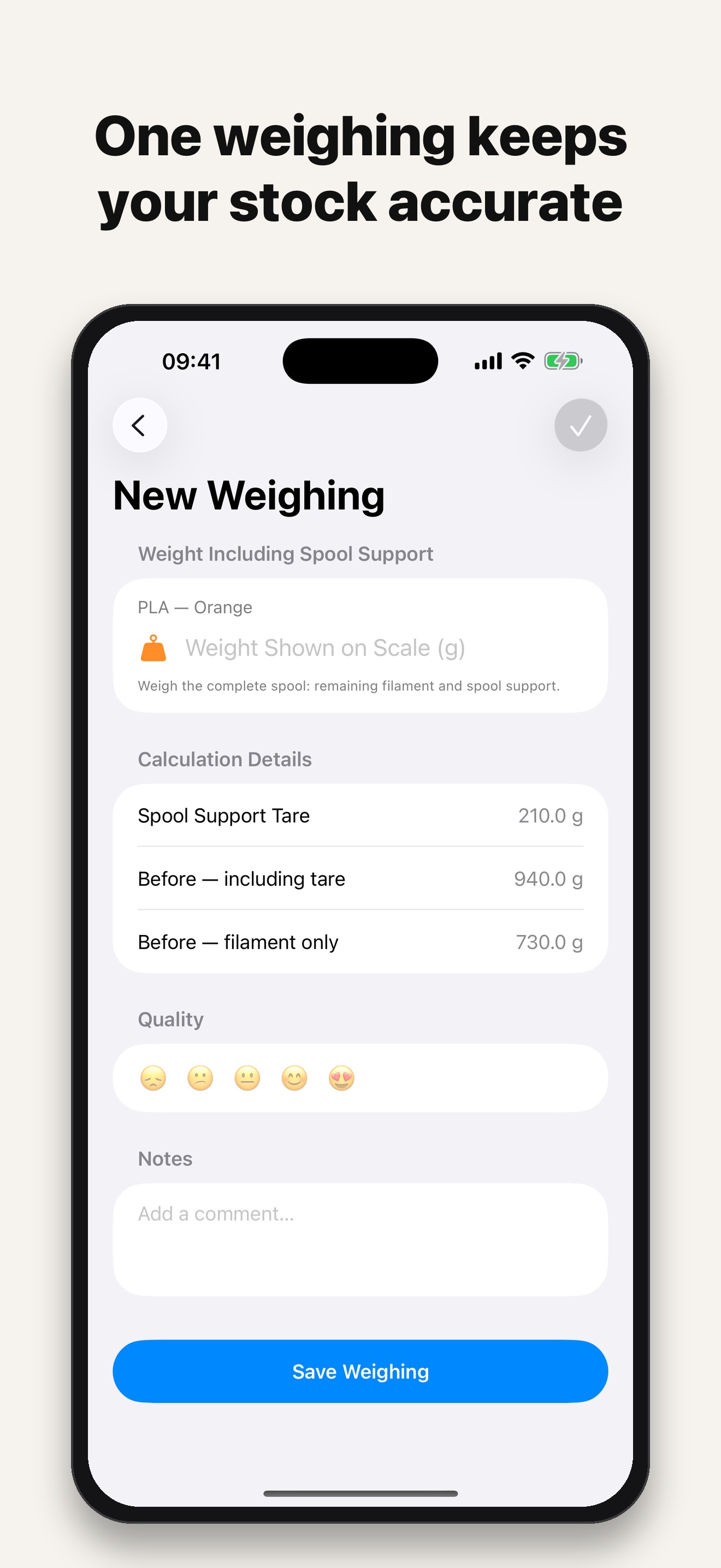 New weighing screen