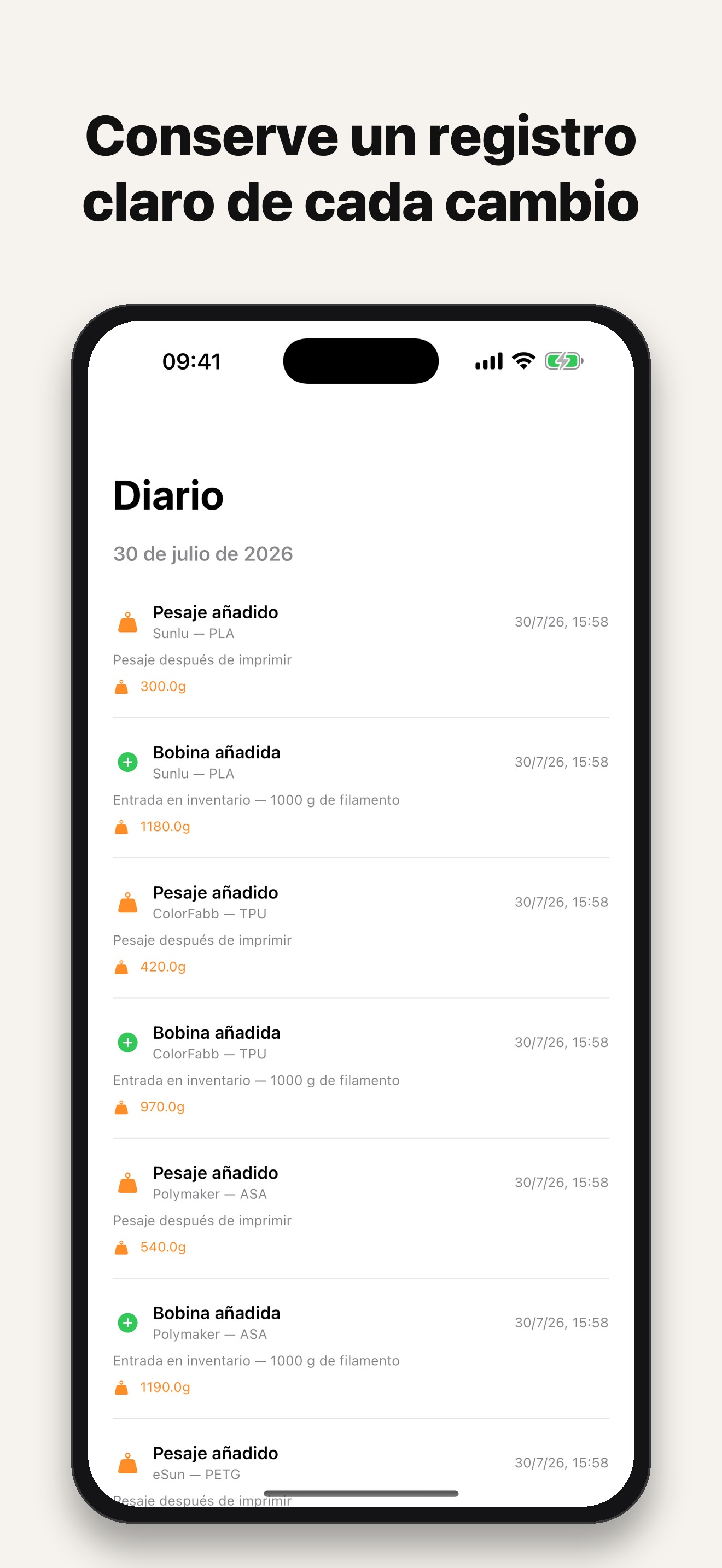 Diario cronológico de movimientos