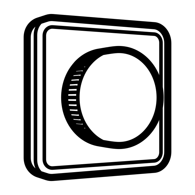 Thermostat à molette — La molette crantée cache la ligne du biseau derrière elle.