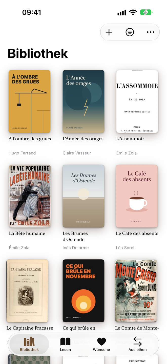 Bibliothek. Jedes Buch an seinem Platz, mit Cover. — Legenda, iPhone