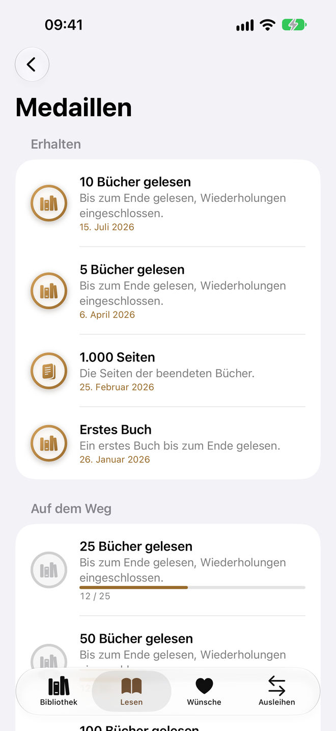 Medaillen. Erstes Buch, Tage in Folge, vollständige Reihen. — Legenda, iPhone