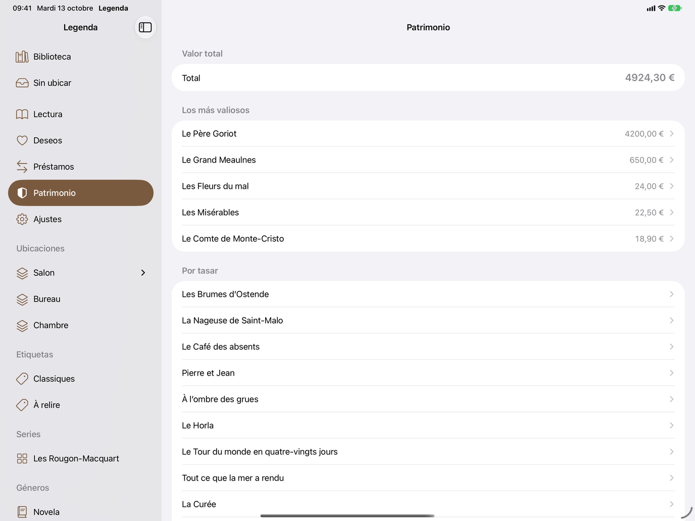 Patrimonio. Valores fechados, ejemplares valiosos, PDF. — Legenda, iPad
