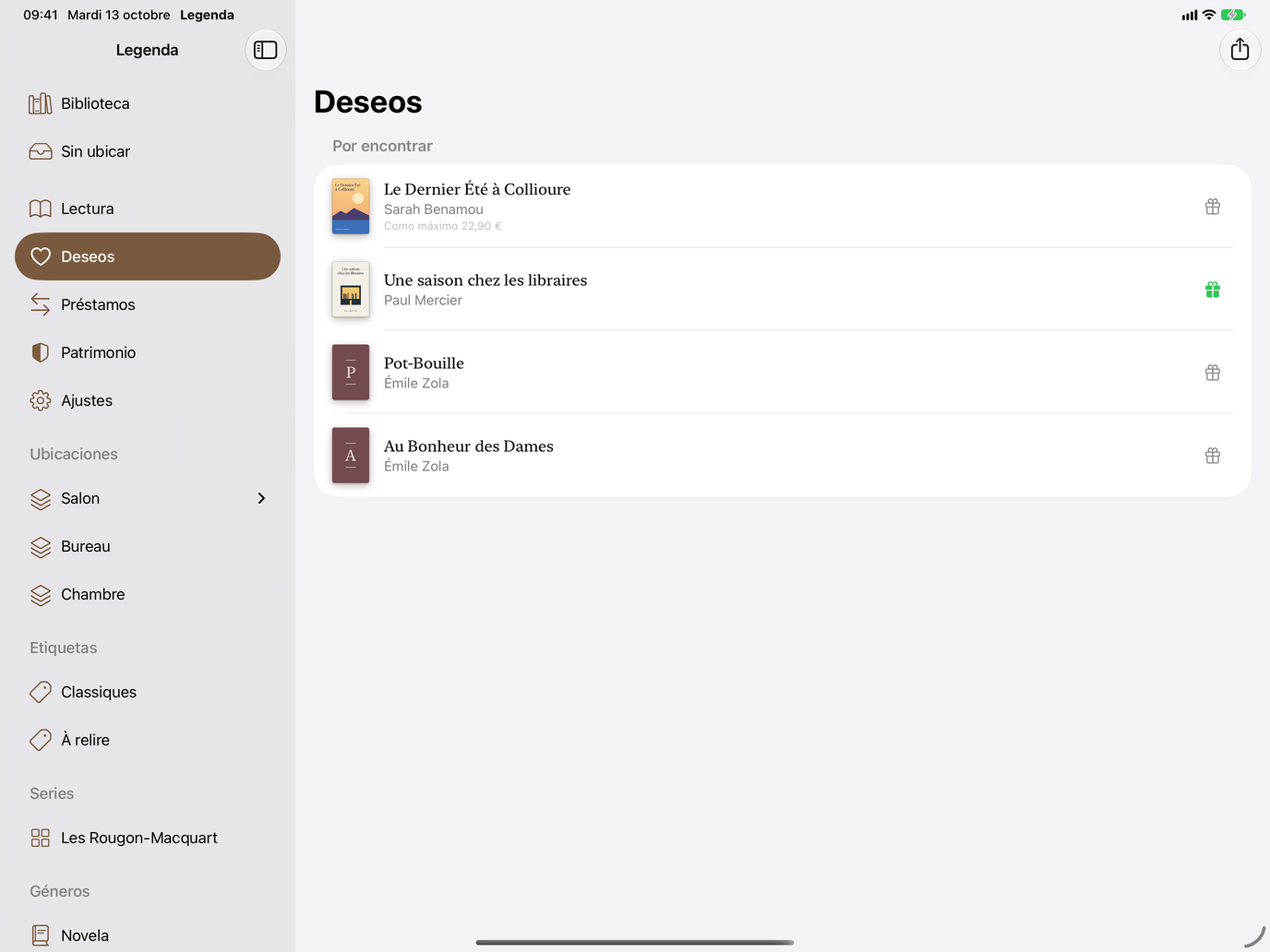 Deseos. Un precio máximo e ideas para regalar. — Legenda, iPad