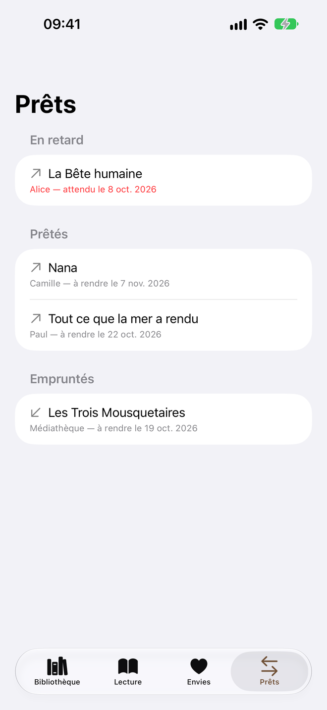 Prêts. Prêts et emprunts, les retards en évidence. — Legenda, iPhone