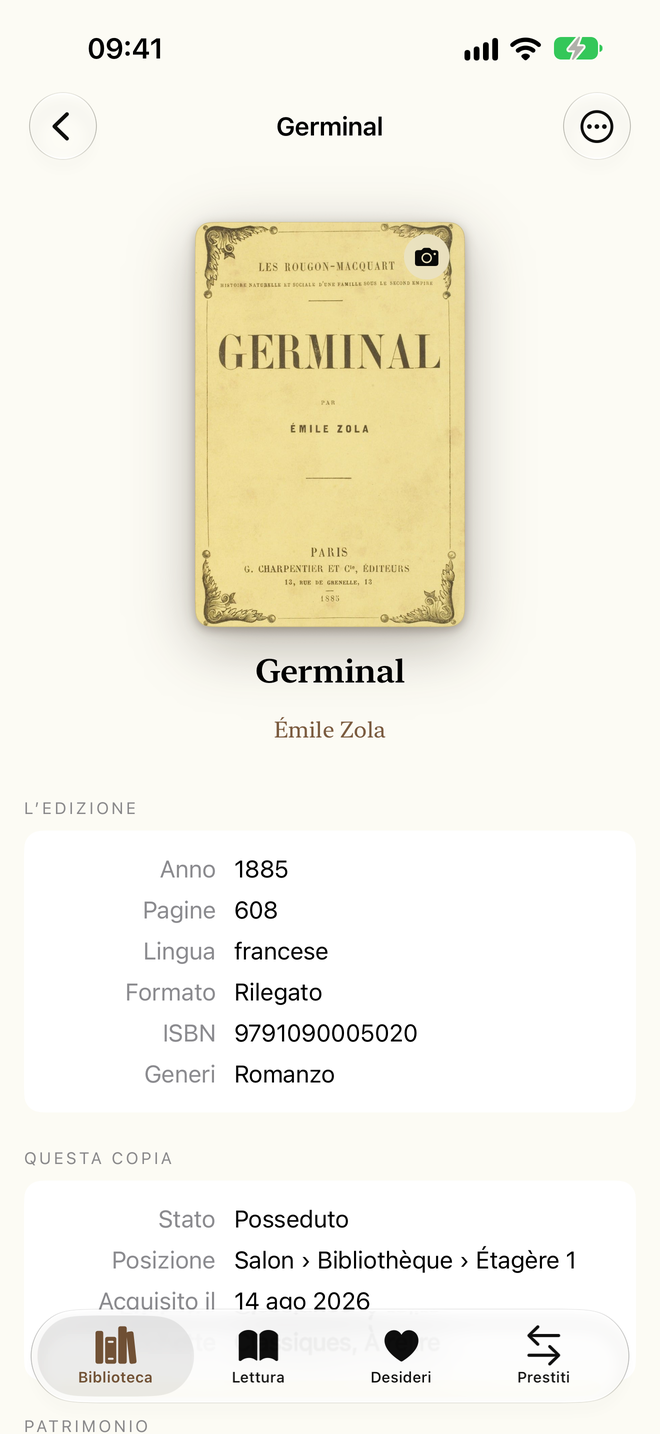 Scheda. Edizione, posizione, dedica e valore. — Legenda, iPhone