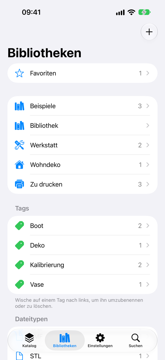 Bibliotheken. Bibliotheken, Tags und Favoriten auf einen Blick. — Schama, iPhone