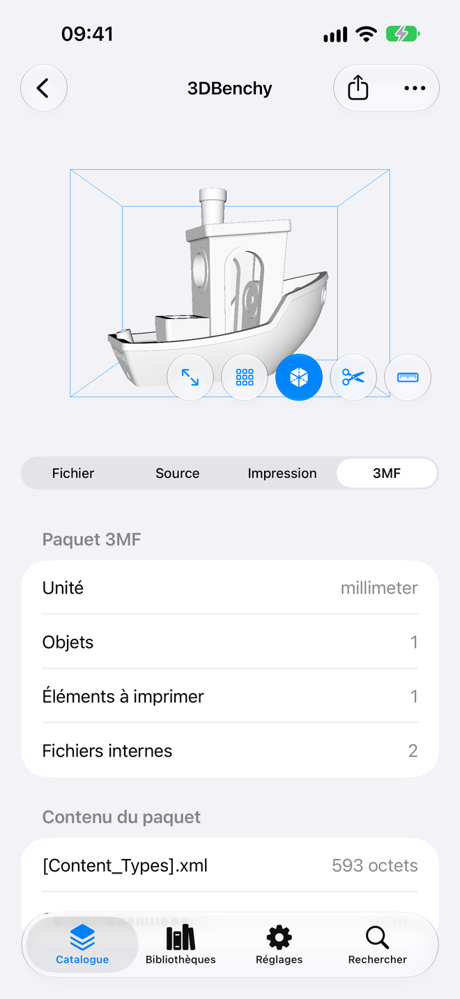 Paquet 3MF. Unité, objets et fichiers internes du paquet. — Schama, iPhone