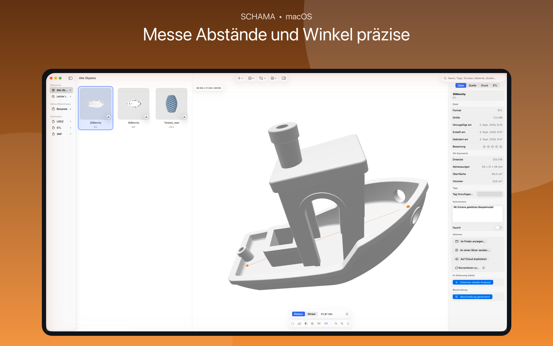 Messpunkte und Abstände auf einem Modell