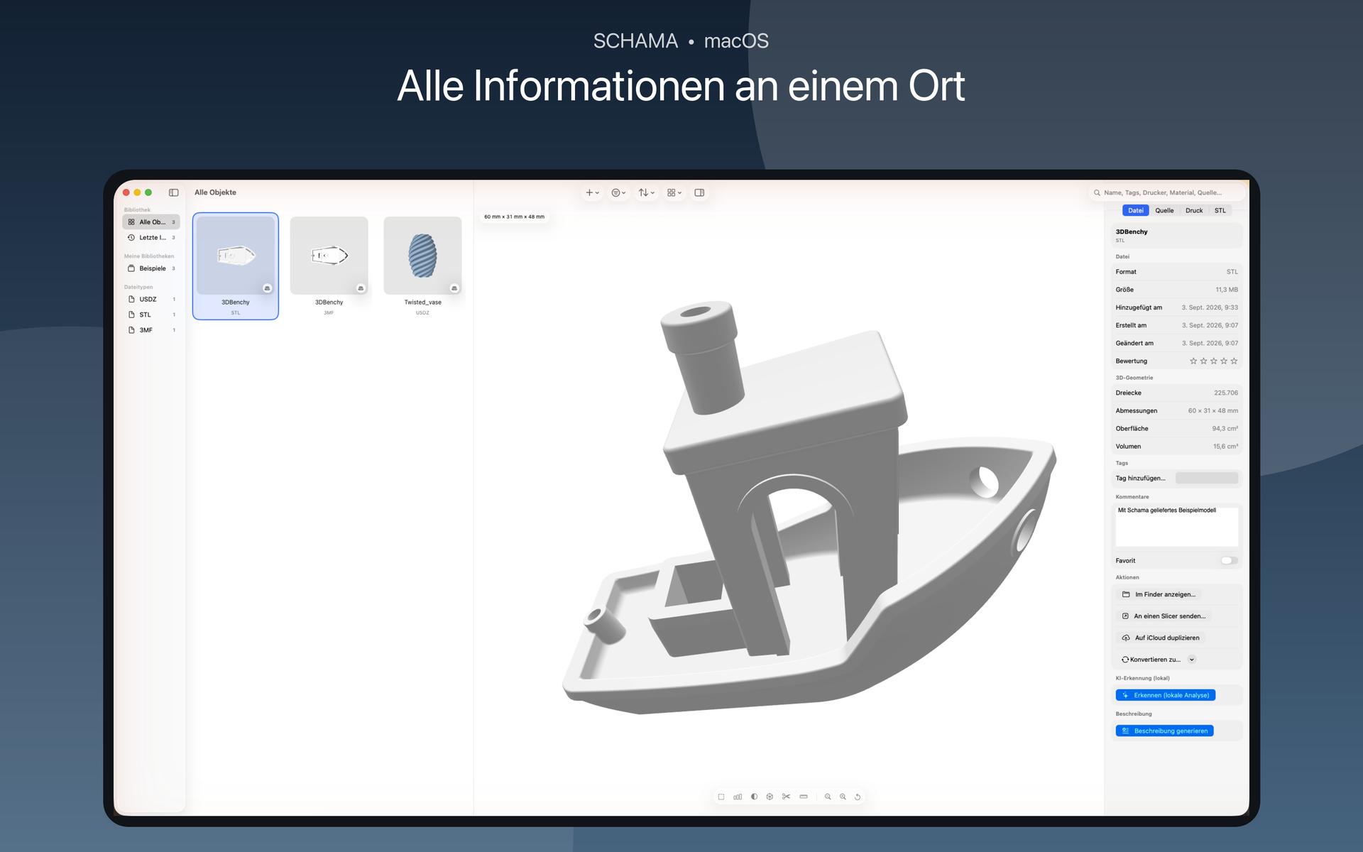 Inspektor mit Format, Geometrie, Tags und Aktionen