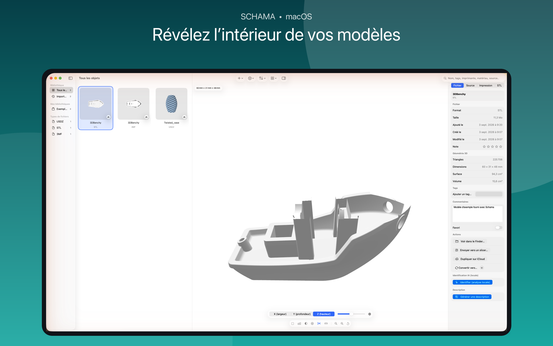 Plan de coupe actif révélant l’intérieur d’un modèle