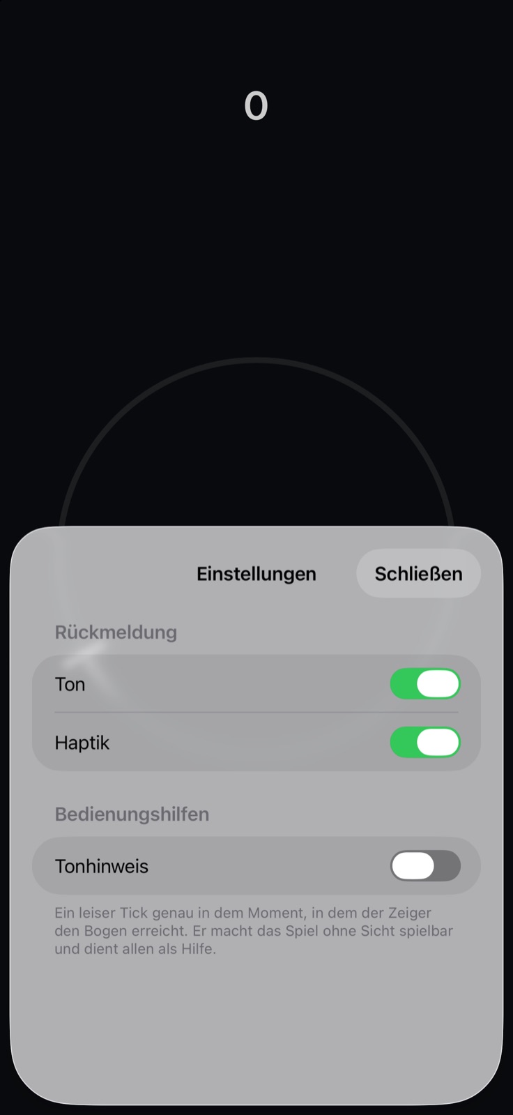 Einstellungen für Ton, Haptik und Bedienungshilfen