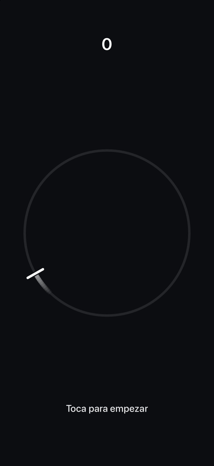 Pantalla de inicio de Tactus con el arco y el cursor