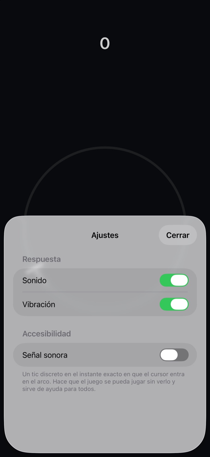 Ajustes de sonido, vibración y accesibilidad