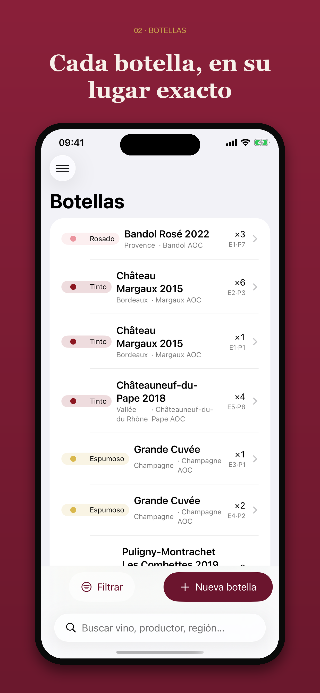 Lista de botellas