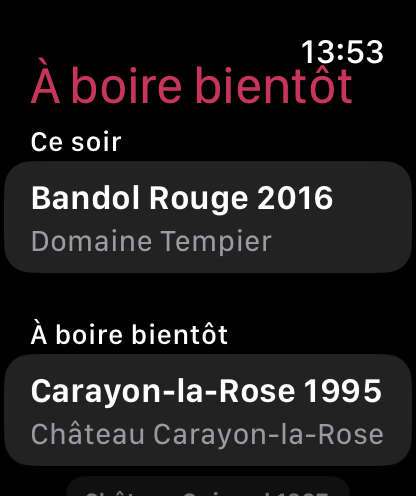 今夜開けるワインと、近いうちに飲みたいワイン。 — Vinum, Apple Watch