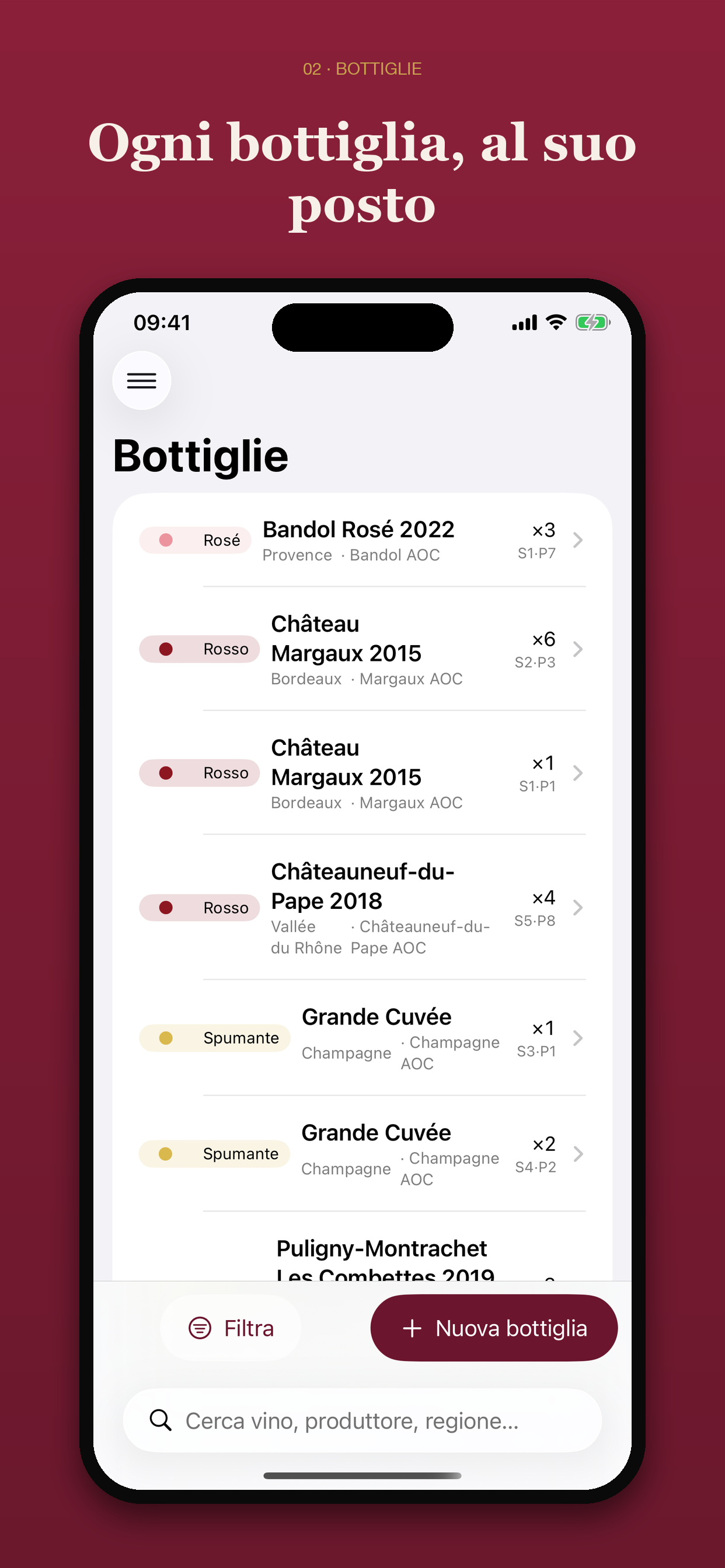Lista bottiglie